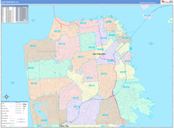 San Francisco Wall Map Color Cast Style 2024